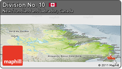 Physical Panoramic Map of Division No. 10, semi-desaturated