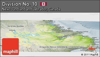 Physical Panoramic Map of Division No. 10, semi-desaturated