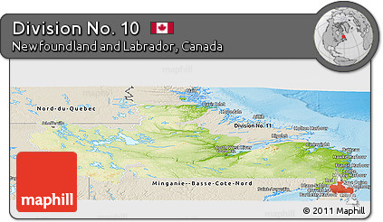Physical Panoramic Map of Division No. 10, shaded relief outside