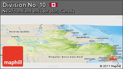 Physical Panoramic Map of Division No. 10, shaded relief outside