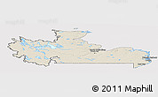 Shaded Relief Panoramic Map of Division No. 10, cropped outside
