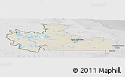 Shaded Relief Panoramic Map of Division No. 10, lighten, desaturated