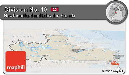 Shaded Relief Panoramic Map of Division No. 10, lighten
