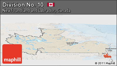 Shaded Relief Panoramic Map of Division No. 10, lighten