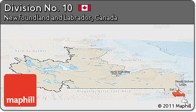 Shaded Relief Panoramic Map of Division No. 10, lighten