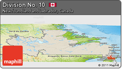 Shaded Relief Panoramic Map of Division No. 10, physical outside