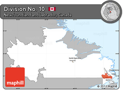 Gray Simple Map of Division No. 10, single color outside