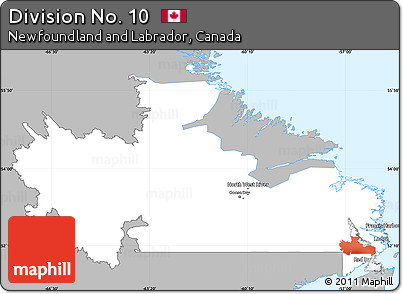 Gray Simple Map of Division No. 10, single color outside