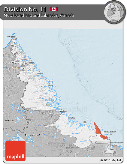 Gray 3D Map of Division No. 11