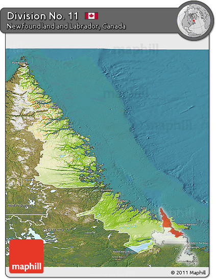 Physical 3D Map of Division No. 11, satellite outside