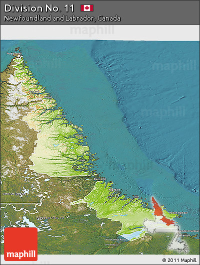 Physical 3D Map of Division No. 11, satellite outside