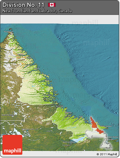 Physical 3D Map of Division No. 11, satellite outside