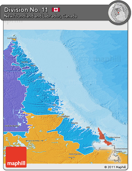 Political 3D Map of Division No. 11