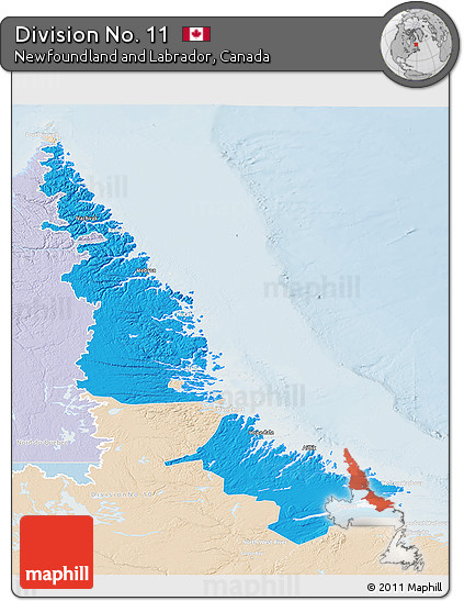 Political 3D Map of Division No. 11, lighten