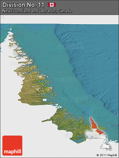 Satellite 3D Map of Division No. 11, single color outside