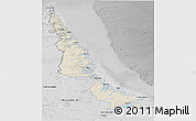 Shaded Relief 3D Map of Division No. 11, desaturated