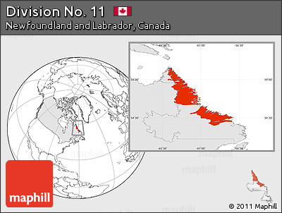 Blank Location Map of Division No. 11, highlighted country