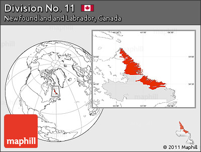 Blank Location Map of Division No. 11, highlighted parent region
