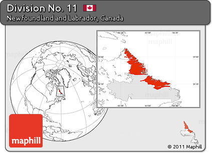 Blank Location Map of Division No. 11, highlighted parent region