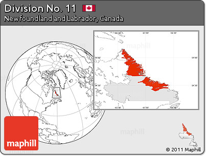 Blank Location Map of Division No. 11, highlighted parent region