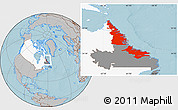 Gray Location Map of Division No. 11, highlighted country, highlighted parent region, hill shading