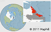 Savanna Style Location Map of Division No. 11, highlighted country, highlighted parent region, hill shading