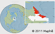 Savanna Style Location Map of Division No. 11, highlighted parent region, hill shading
