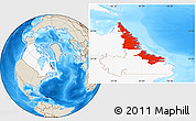 Shaded Relief Location Map of Division No. 11, highlighted country