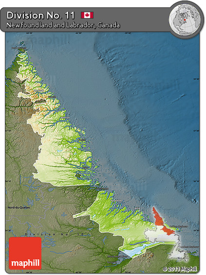Physical Map of Division No. 11, darken