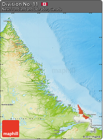 Physical Map of Division No. 11