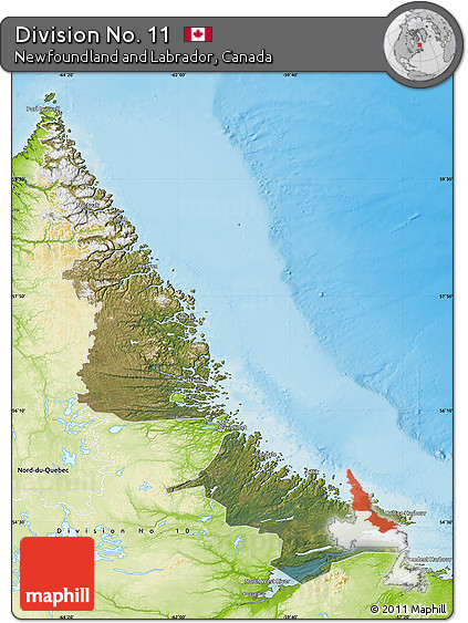 Satellite Map of Division No. 11, physical outside