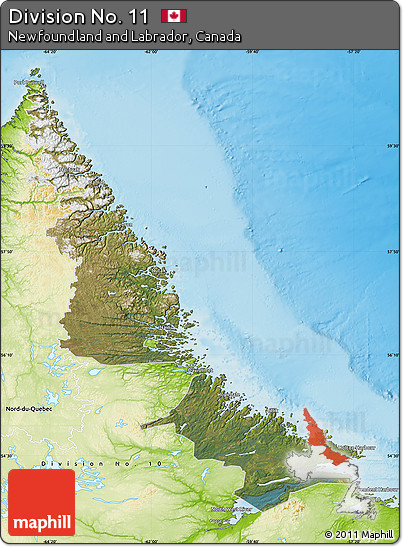 Satellite Map of Division No. 11, physical outside
