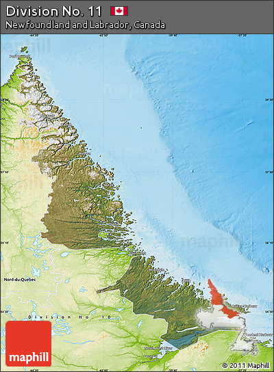 Satellite Map of Division No. 11, physical outside
