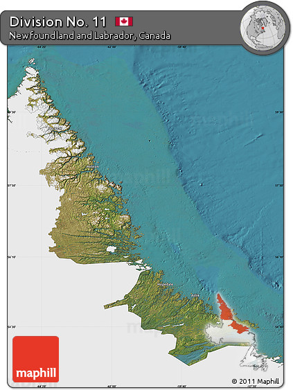 Satellite Map of Division No. 11, single color outside