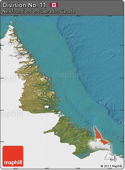 Satellite Map of Division No. 11, single color outside