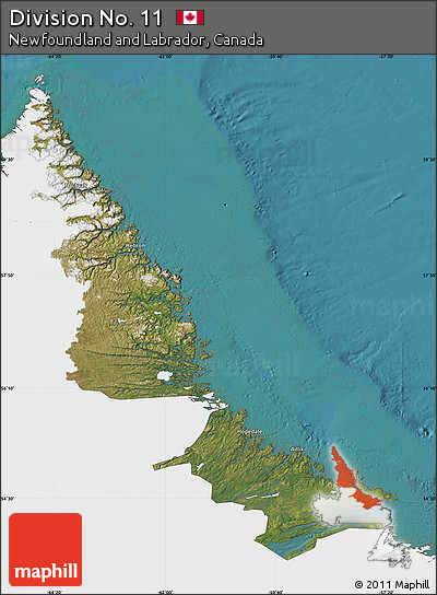 Satellite Map of Division No. 11, single color outside