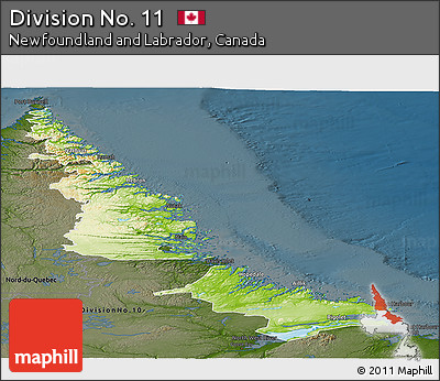 Physical Panoramic Map of Division No. 11, darken