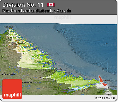 Physical Panoramic Map of Division No. 11, darken