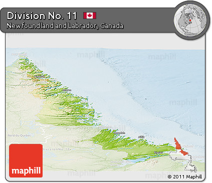 Physical Panoramic Map of Division No. 11, lighten