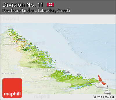 Physical Panoramic Map of Division No. 11, lighten