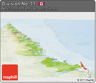 Physical Panoramic Map of Division No. 11, lighten