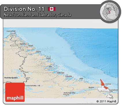 Shaded Relief Panoramic Map of Division No. 11