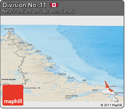 Shaded Relief Panoramic Map of Division No. 11