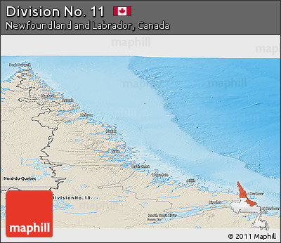 Shaded Relief Panoramic Map of Division No. 11