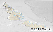 Shaded Relief Panoramic Map of Division No. 11, lighten, desaturated