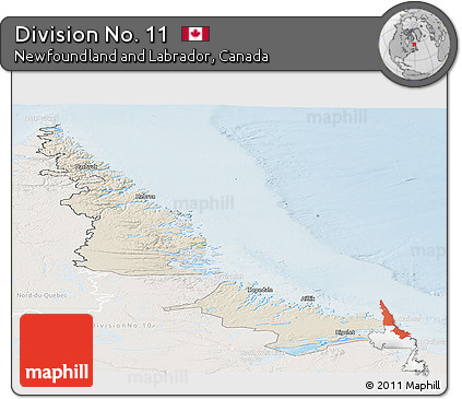 Shaded Relief Panoramic Map of Division No. 11, lighten