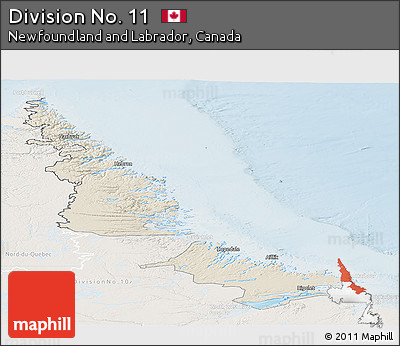 Shaded Relief Panoramic Map of Division No. 11, lighten