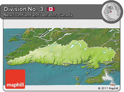 Physical 3D Map of Division No.  3, satellite outside