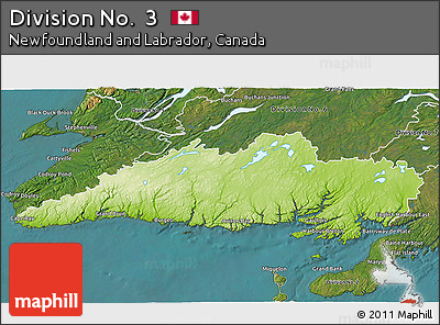 Physical 3D Map of Division No.  3, satellite outside