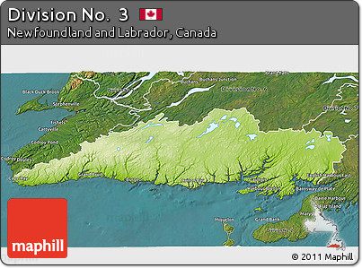 Physical 3D Map of Division No.  3, satellite outside